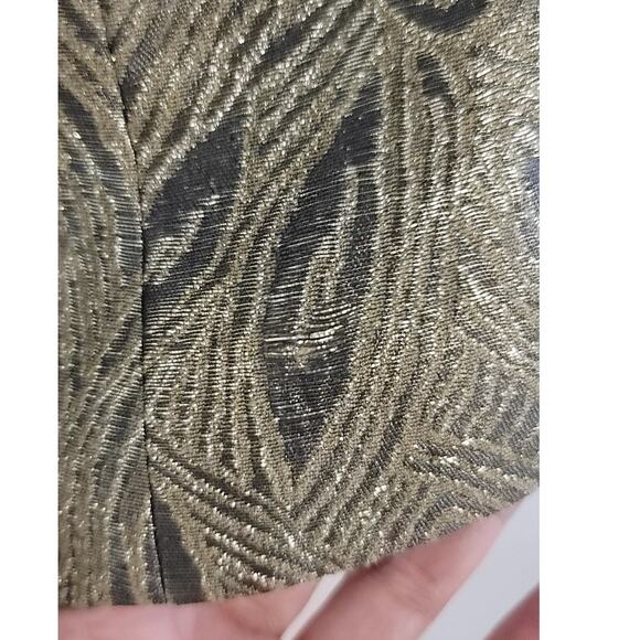 Carmen Marc Valvo Collection Jacquard Cropped Evening Jacket Gold 4 - Picture 9 of 11